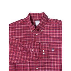 Brooks Brothers 346 Button Down The Original Polo Shirt Mens Sz L Red Plaid NWOT